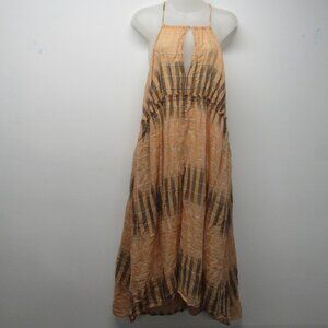 Anthropologie Akemi + Kin Dress Peach Halter Empire Waist Swing Ikat sz XL Boho